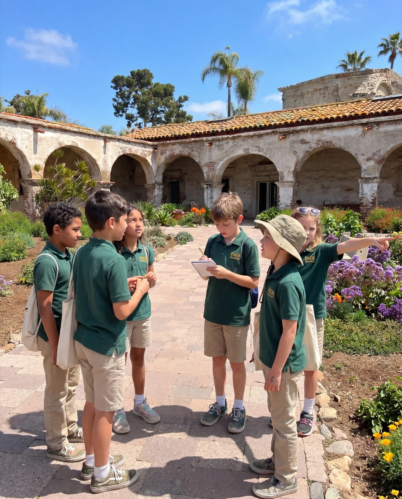Students visiting a California mission
