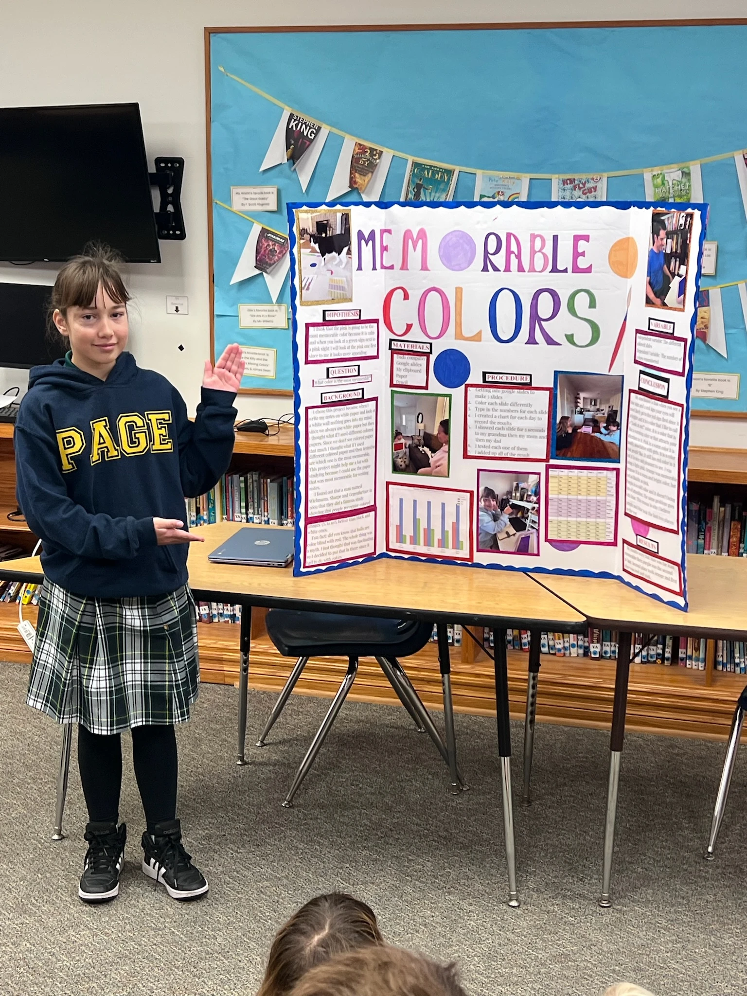 Middle school student presenting a project